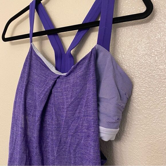 Lululemon purple Rest Less Heathered Bruised Berry Wee Stripe cinched tank 10 - Picture 4 of 10